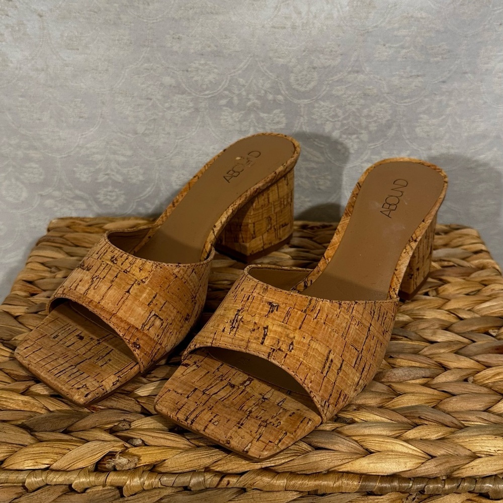 Abound Cork Block Heel Mules Sandals Women’s Size 6.5 - Picture 2 of 6